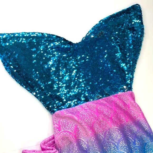 Reversible Sequin Mermaid Tail Fleece Sleeper Sleep Sack OS - Picture 5 of 8